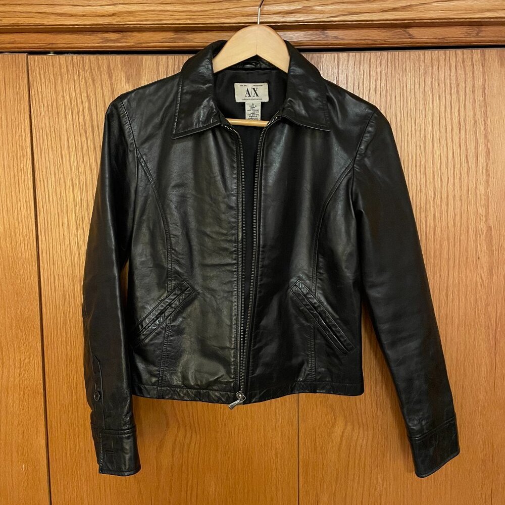 VERY SORRY, SOLD — Armani Exchange vintage 90s minimalist leather jacket
